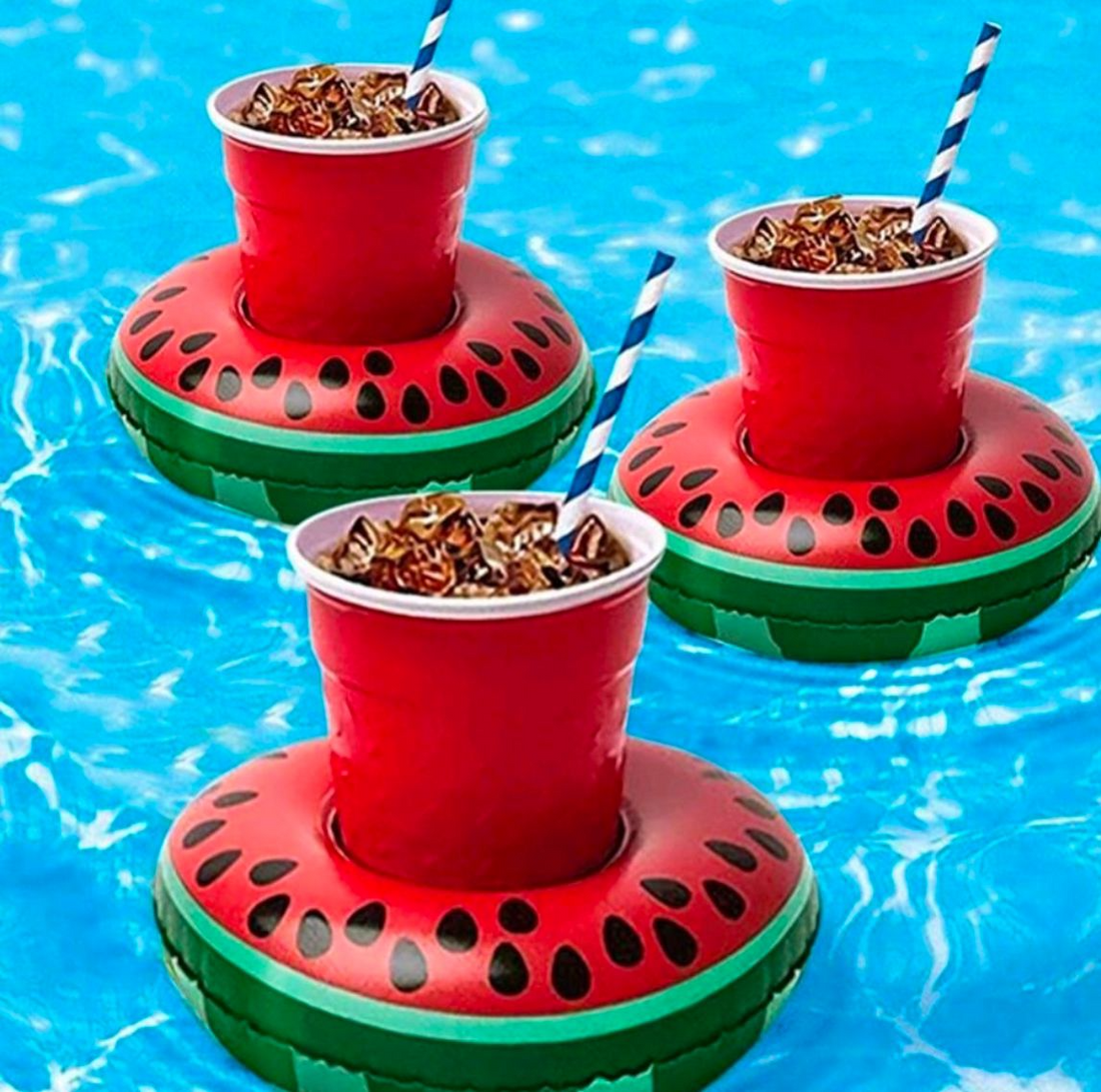 Inflatable pool cup holder watermelon