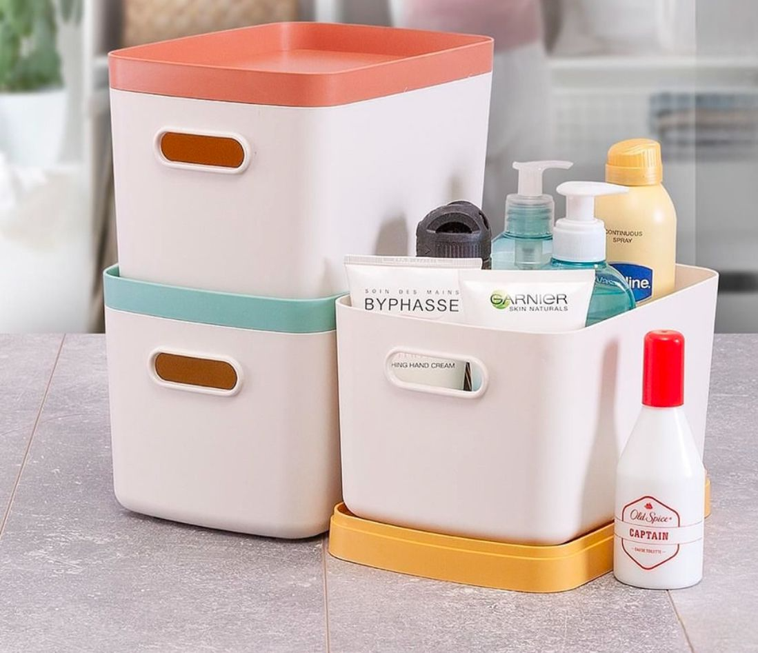 High quality multi purpose cabinet organizer box with lid 24x16x14.5cm