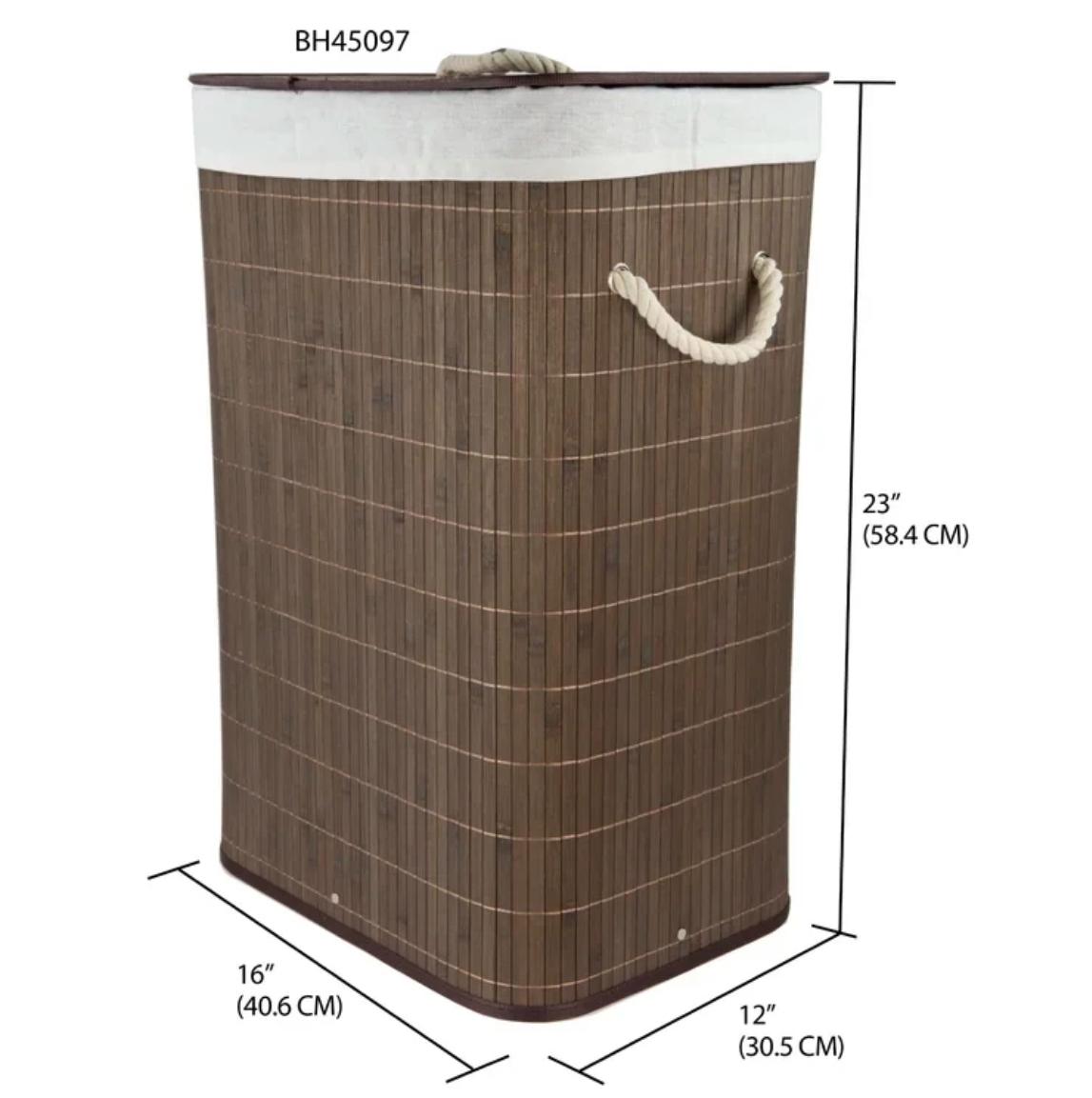 Foldable bamboo laundry basket with lid