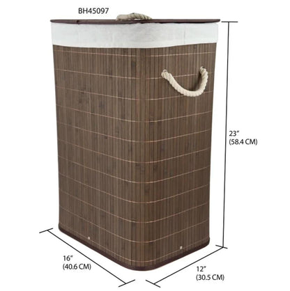 Foldable bamboo laundry basket with lid