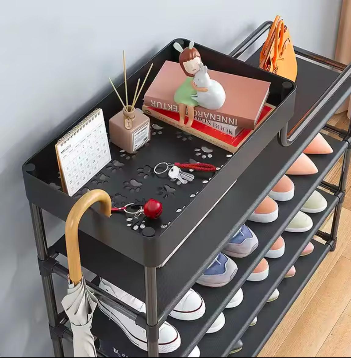 Metal shoe storage rack with fabric shelves 5 layers 80*78.5*21 cm
