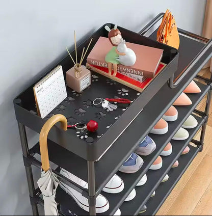 Metal shoe storage rack with fabric shelves 5 layers 80*78.5*21 cm
