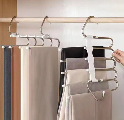 Stainless steel 5 in 1 foldable space saving clothes hanger