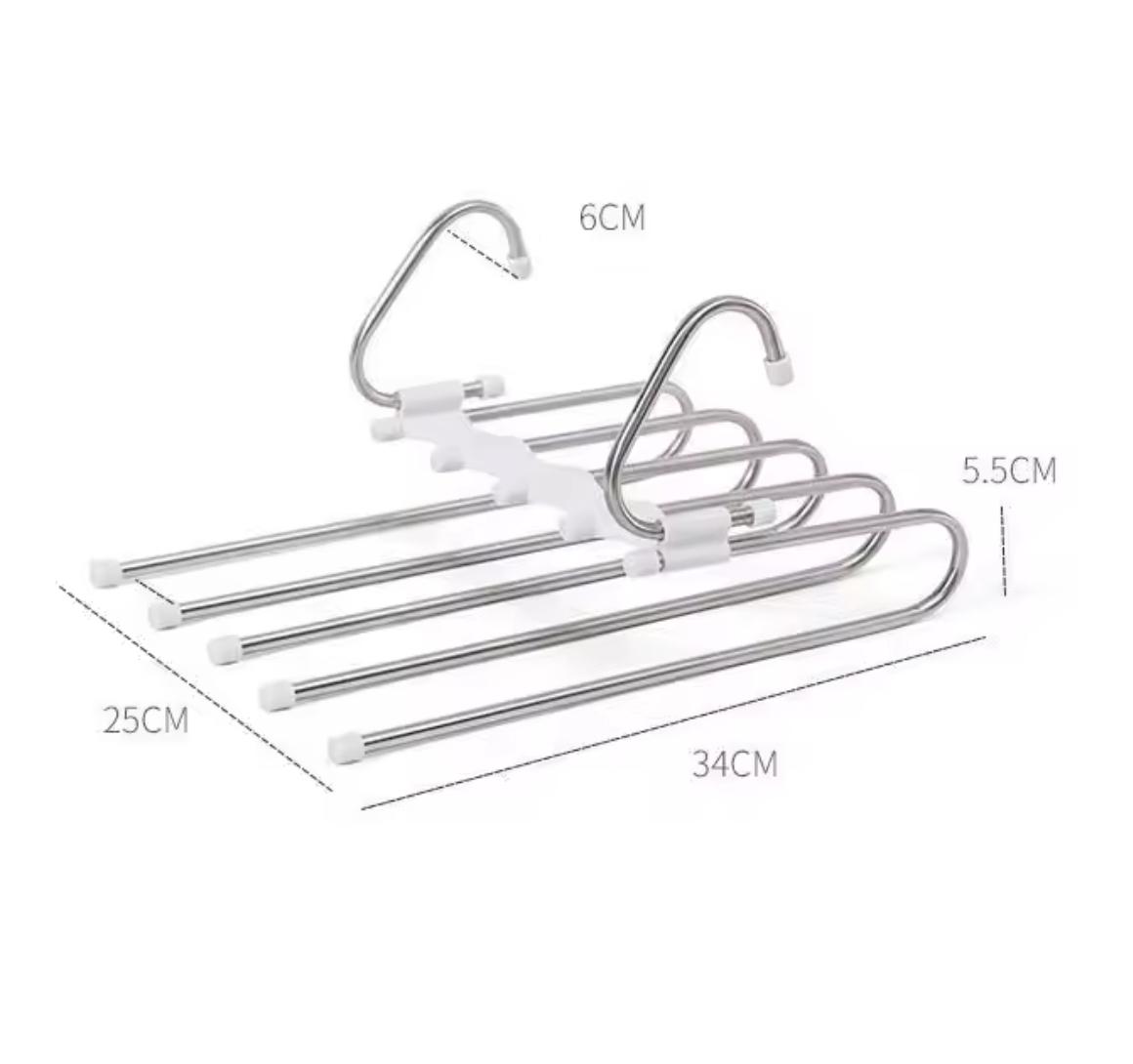 Stainless steel 5 in 1 foldable space saving clothes hanger